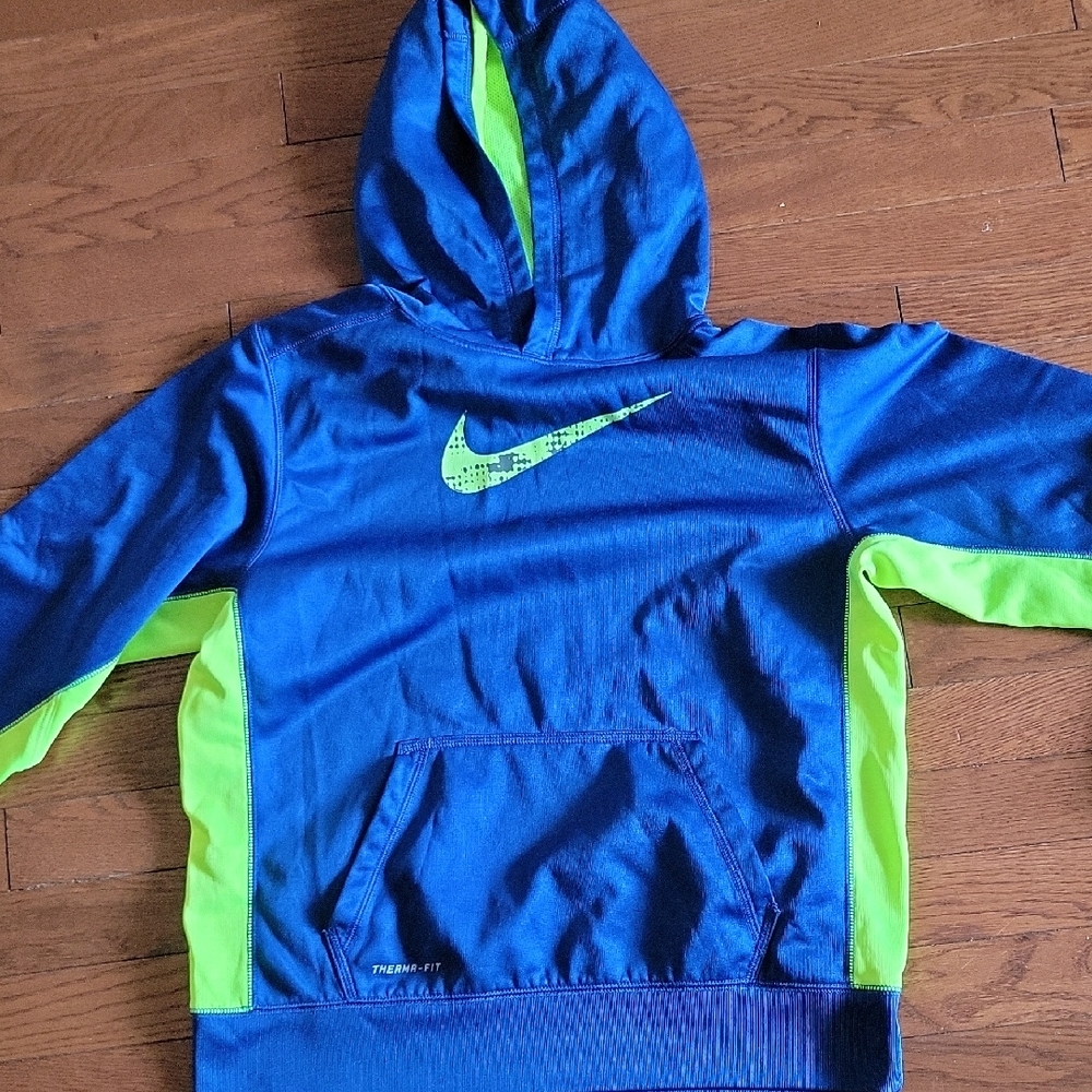 Nike Kids Blue and Green Hoodie